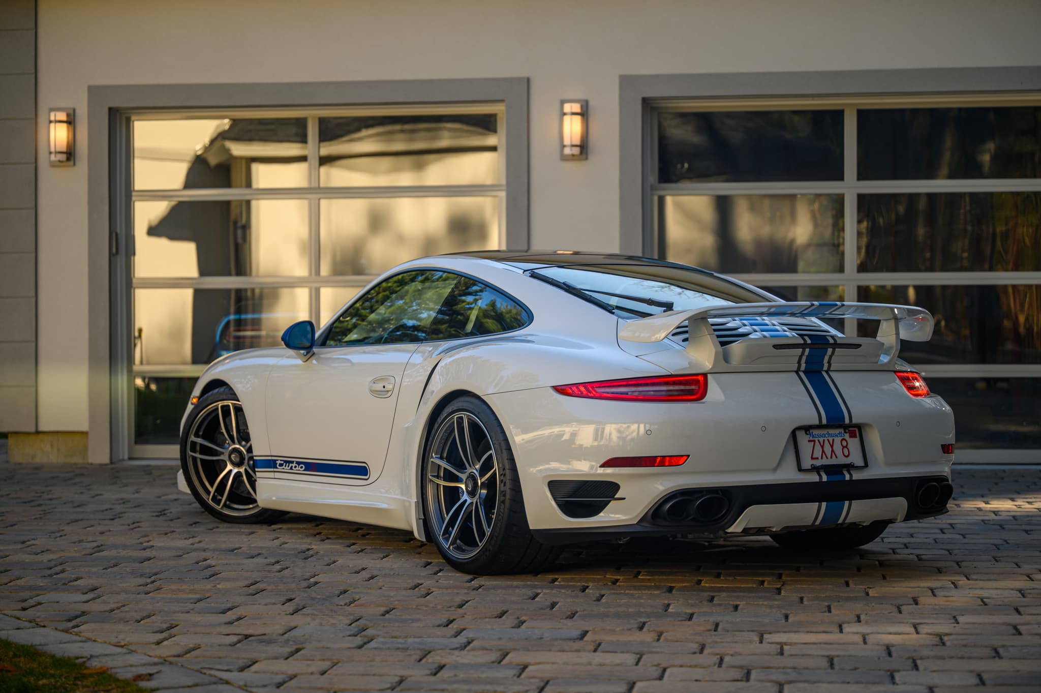 TechArt-Modified Porsche 911 Turbo S at golden hour — auction photography New England